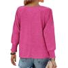 imageBTFBM Womens Long Sleeve Tops Fall Outfits 2024 Dressy Casual Crew Neck Tee Shirts Smocked Loose Top Tunic BlouseSolid Rose Red