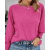 imageBTFBM Womens Long Sleeve Tops Fall Outfits 2024 Dressy Casual Crew Neck Tee Shirts Smocked Loose Top Tunic BlouseSolid Rose Red