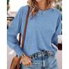 imageBTFBM Womens Long Sleeve Tops Fall Outfits 2024 Dressy Casual Crew Neck Tee Shirts Smocked Loose Top Tunic BlouseSolid Sky Blue