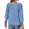 imageBTFBM Womens Long Sleeve Tops Fall Outfits 2024 Dressy Casual Crew Neck Tee Shirts Smocked Loose Top Tunic BlouseSolid Sky Blue