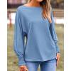 imageBTFBM Womens Long Sleeve Tops Fall Outfits 2024 Dressy Casual Crew Neck Tee Shirts Smocked Loose Top Tunic BlouseSolid Sky Blue