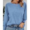 imageBTFBM Womens Long Sleeve Tops Fall Outfits 2024 Dressy Casual Crew Neck Tee Shirts Smocked Loose Top Tunic BlouseSolid Sky Blue