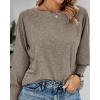 imageBTFBM Womens Long Sleeve Tops Fall Outfits 2024 Dressy Casual Crew Neck Tee Shirts Smocked Loose Top Tunic BlouseSolid Taupe