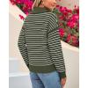 imageBTFBM Womens Striped Long Sleeve Sweater V Neck Lapel Collar 2024 Fall Winter Fashion Ribbed Knit Loose Pullover TopsStriped Army Green