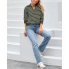 imageBTFBM Womens Striped Long Sleeve Sweater V Neck Lapel Collar 2024 Fall Winter Fashion Ribbed Knit Loose Pullover TopsStriped Army Green