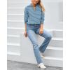 imageBTFBM Womens Striped Long Sleeve Sweater V Neck Lapel Collar 2024 Fall Winter Fashion Ribbed Knit Loose Pullover TopsStriped Blue White