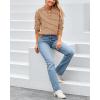 imageBTFBM Womens Striped Long Sleeve Sweater V Neck Lapel Collar 2024 Fall Winter Fashion Ribbed Knit Loose Pullover TopsStriped Khaki