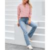 imageBTFBM Womens Striped Long Sleeve Sweater V Neck Lapel Collar 2024 Fall Winter Fashion Ribbed Knit Loose Pullover TopsStriped Pink