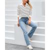 imageBTFBM Womens Striped Long Sleeve Sweater V Neck Lapel Collar 2024 Fall Winter Fashion Ribbed Knit Loose Pullover TopsStriped White Black