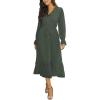 imageBTFBM Womens Casual Party Dresses 2024 Spring Summer Long Sleeve Wrap V Neck Swiss Dot Swing ALine Maxi Dress with BeltSwiss Dot Army Green