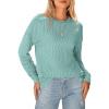 imageBTFBM Womens Casual Pullover Tops Dressy Fall Clothes Crew Neck Long Sleeve Side Slit Loose Drop Shoulder Knit BlouseBean Green