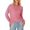 imageBTFBM Womens Casual Pullover Tops Dressy Fall Clothes Crew Neck Long Sleeve Side Slit Loose Drop Shoulder Knit BlousePink