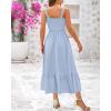 imageBTFBM Summer Midi Dresses for Women 2025 Spring Sleeveless Square Neck Smocked Flowy Long Beach Vacation Sundress PocketBlue
