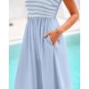 imageBTFBM Summer Midi Dresses for Women 2025 Spring Sleeveless Square Neck Smocked Flowy Long Beach Vacation Sundress PocketBlue