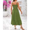 imageBTFBM Summer Midi Dresses for Women 2025 Spring Sleeveless Square Neck Smocked Flowy Long Beach Vacation Sundress PocketGreen