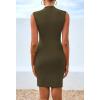 imageBTFBM Women Bodycon Mini Dress Summer 2025 High Neck Sleeveless Ruched Date Night Outfits Club Party Cocktail DressesArmy Green