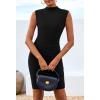 imageBTFBM Women Bodycon Mini Dress Summer 2025 High Neck Sleeveless Ruched Date Night Outfits Club Party Cocktail DressesBlack