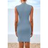 imageBTFBM Women Bodycon Mini Dress Summer 2025 High Neck Sleeveless Ruched Date Night Outfits Club Party Cocktail DressesBlue