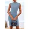 imageBTFBM Women Bodycon Mini Dress Summer 2025 High Neck Sleeveless Ruched Date Night Outfits Club Party Cocktail DressesBlue
