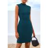 imageBTFBM Women Bodycon Mini Dress Summer 2025 High Neck Sleeveless Ruched Date Night Outfits Club Party Cocktail DressesPeacock Blue