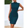 imageBTFBM Women Bodycon Mini Dress Summer 2025 High Neck Sleeveless Ruched Date Night Outfits Club Party Cocktail DressesPeacock Blue