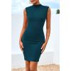 imageBTFBM Women Bodycon Mini Dress Summer 2025 High Neck Sleeveless Ruched Date Night Outfits Club Party Cocktail DressesPeacock Blue