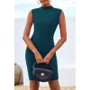 imageBTFBM Women Bodycon Mini Dress Summer 2025 High Neck Sleeveless Ruched Date Night Outfits Club Party Cocktail DressesPeacock Blue
