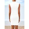 imageBTFBM Women Bodycon Mini Dress Summer 2025 High Neck Sleeveless Ruched Date Night Outfits Club Party Cocktail DressesWhite