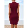 imageBTFBM Women Bodycon Mini Dress Summer 2025 High Neck Sleeveless Ruched Date Night Outfits Club Party Cocktail DressesWine Red