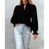 imageBTFBM Women Hollow Out Fall Tops 2025 Lace Eyelet Buttons V Neck Long Sleeve Embroidery Boho Dressy Casual Blouse ShirtsBlack