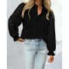 imageBTFBM Women Hollow Out Fall Tops 2025 Lace Eyelet Buttons V Neck Long Sleeve Embroidery Boho Dressy Casual Blouse ShirtsBlack