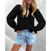 imageBTFBM Women Hollow Out Fall Tops 2025 Lace Eyelet Buttons V Neck Long Sleeve Embroidery Boho Dressy Casual Blouse ShirtsBlack