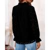 imageBTFBM Women Hollow Out Fall Tops 2025 Lace Eyelet Buttons V Neck Long Sleeve Embroidery Boho Dressy Casual Blouse ShirtsBlack