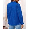 imageBTFBM Women Hollow Out Fall Tops 2025 Lace Eyelet Buttons V Neck Long Sleeve Embroidery Boho Dressy Casual Blouse ShirtsBrilliant Blue