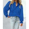 imageBTFBM Women Hollow Out Fall Tops 2025 Lace Eyelet Buttons V Neck Long Sleeve Embroidery Boho Dressy Casual Blouse ShirtsBrilliant Blue