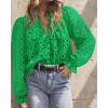 imageBTFBM Women Hollow Out Fall Tops 2025 Lace Eyelet Buttons V Neck Long Sleeve Embroidery Boho Dressy Casual Blouse ShirtsBrilliant Green