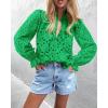 imageBTFBM Women Hollow Out Fall Tops 2025 Lace Eyelet Buttons V Neck Long Sleeve Embroidery Boho Dressy Casual Blouse ShirtsBrilliant Green