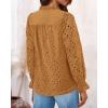 imageBTFBM Women Hollow Out Fall Tops 2025 Lace Eyelet Buttons V Neck Long Sleeve Embroidery Boho Dressy Casual Blouse ShirtsKhaki