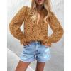 imageBTFBM Women Hollow Out Fall Tops 2025 Lace Eyelet Buttons V Neck Long Sleeve Embroidery Boho Dressy Casual Blouse ShirtsKhaki