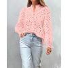 imageBTFBM Women Hollow Out Fall Tops 2025 Lace Eyelet Buttons V Neck Long Sleeve Embroidery Boho Dressy Casual Blouse ShirtsPink