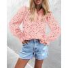 imageBTFBM Women Hollow Out Fall Tops 2025 Lace Eyelet Buttons V Neck Long Sleeve Embroidery Boho Dressy Casual Blouse ShirtsPink