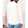 imageBTFBM Women Hollow Out Fall Tops 2025 Lace Eyelet Buttons V Neck Long Sleeve Embroidery Boho Dressy Casual Blouse ShirtsWhite