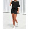 imageBTFBM Womens Oversized T Shirts Dressy Casual Short Sleeve Summer Tops Crew Neck Color Block Blouse Loose Fit Basic TeeBlack