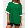imageBTFBM Womens Oversized T Shirts Dressy Casual Short Sleeve Summer Tops Crew Neck Color Block Blouse Loose Fit Basic TeeGreen