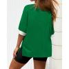 imageBTFBM Womens Oversized T Shirts Dressy Casual Short Sleeve Summer Tops Crew Neck Color Block Blouse Loose Fit Basic TeeGreen