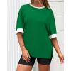 imageBTFBM Womens Oversized T Shirts Dressy Casual Short Sleeve Summer Tops Crew Neck Color Block Blouse Loose Fit Basic TeeGreen