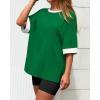 imageBTFBM Womens Oversized T Shirts Dressy Casual Short Sleeve Summer Tops Crew Neck Color Block Blouse Loose Fit Basic TeeGreen