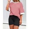 imageBTFBM Womens Oversized T Shirts Dressy Casual Short Sleeve Summer Tops Crew Neck Color Block Blouse Loose Fit Basic TeePink