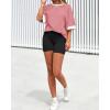 imageBTFBM Womens Oversized T Shirts Dressy Casual Short Sleeve Summer Tops Crew Neck Color Block Blouse Loose Fit Basic TeePink
