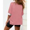 imageBTFBM Womens Oversized T Shirts Dressy Casual Short Sleeve Summer Tops Crew Neck Color Block Blouse Loose Fit Basic TeePink